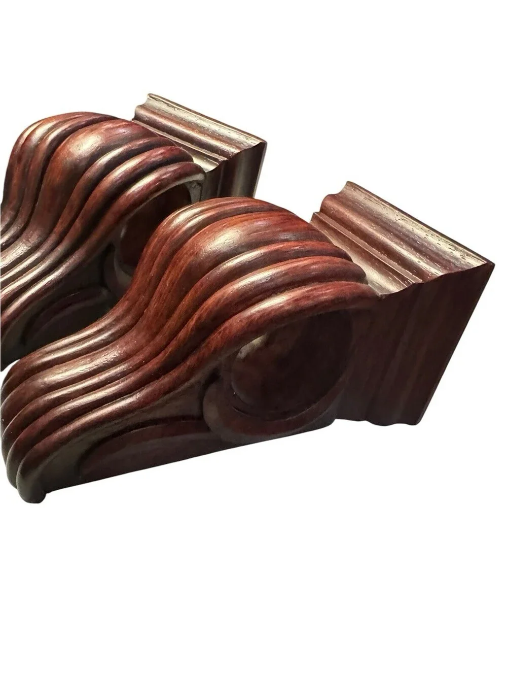 2 Drapery Sconce Corbels Curtain Rod Swag Holder Bracket Mahogany Finish 7
